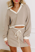 Beige Raw Edge Skirt Set RTS