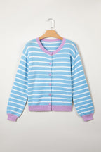 Blue Stripe Buttoned Cardigan