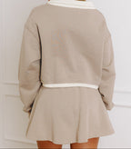 Beige Raw Edge Skirt Set RTS