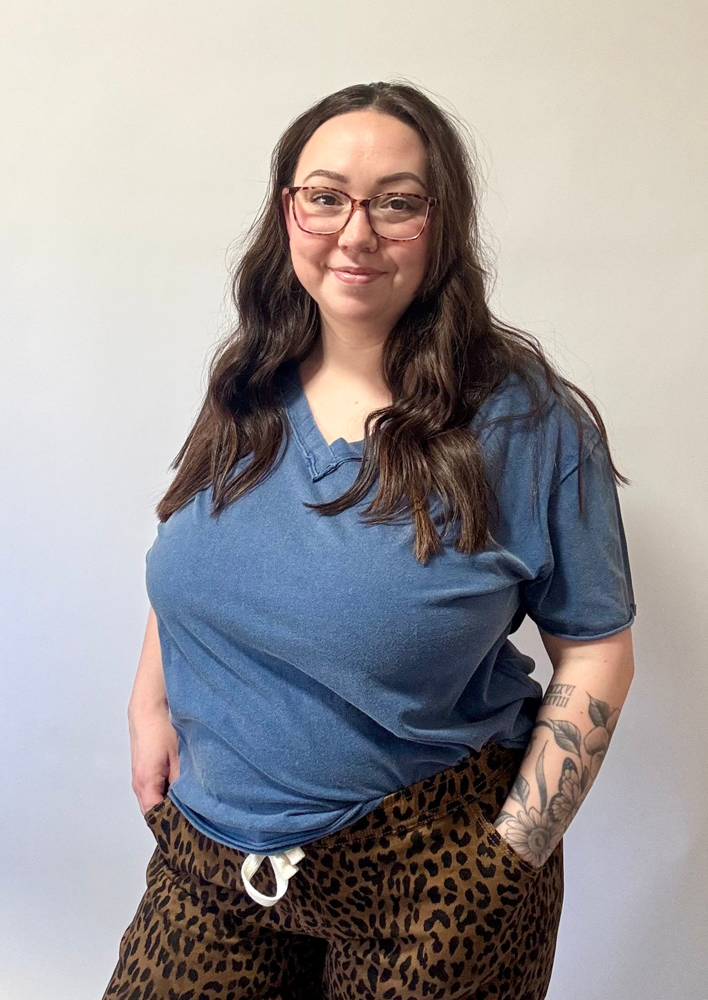 Washed V-Neck Oversized Tee