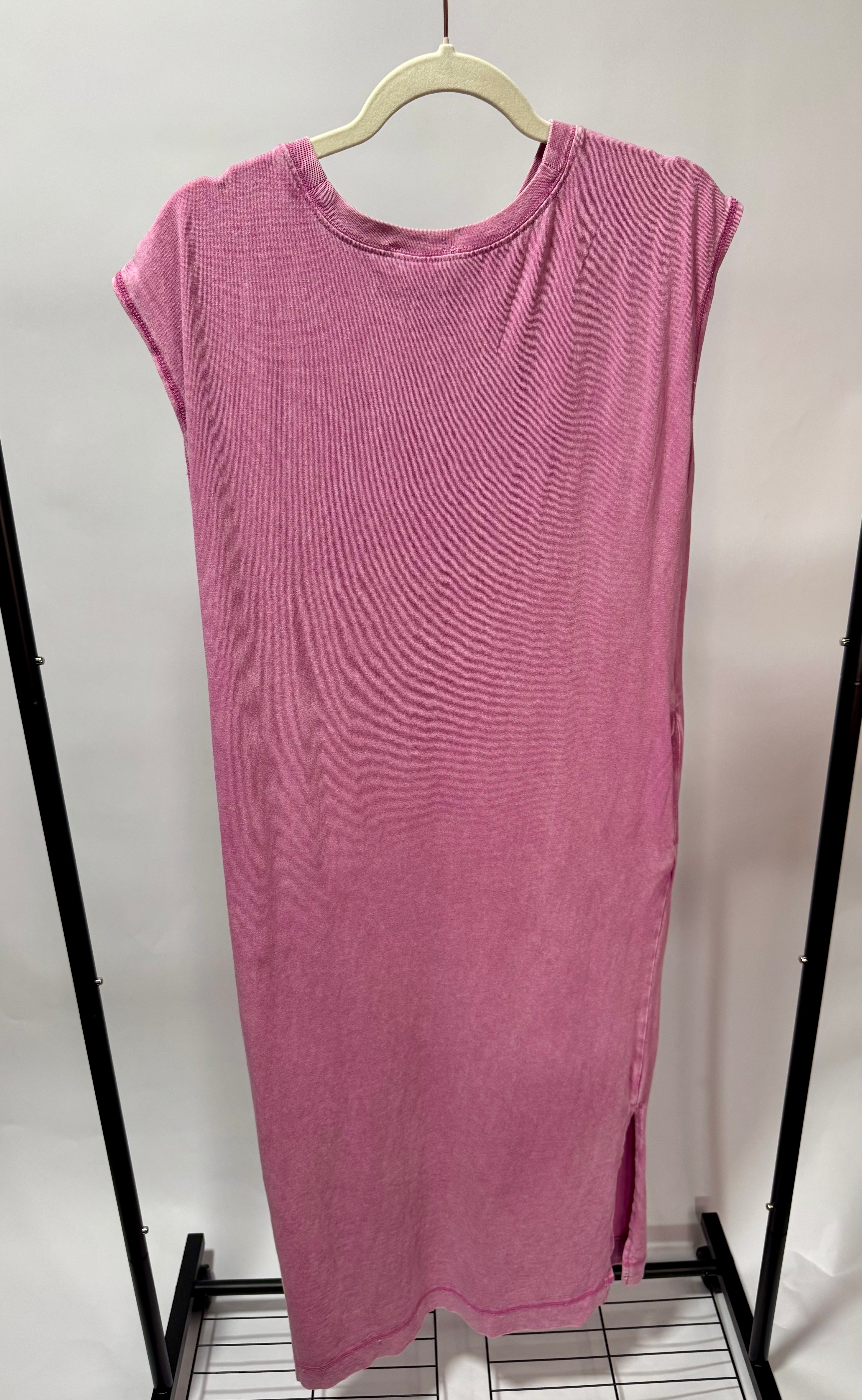 Mineral Wash Cap Sleeve Midi Dress