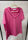 Washed V-Neck Oversized Tee