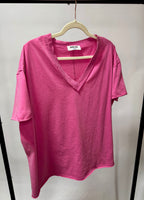Washed V-Neck Oversized Tee