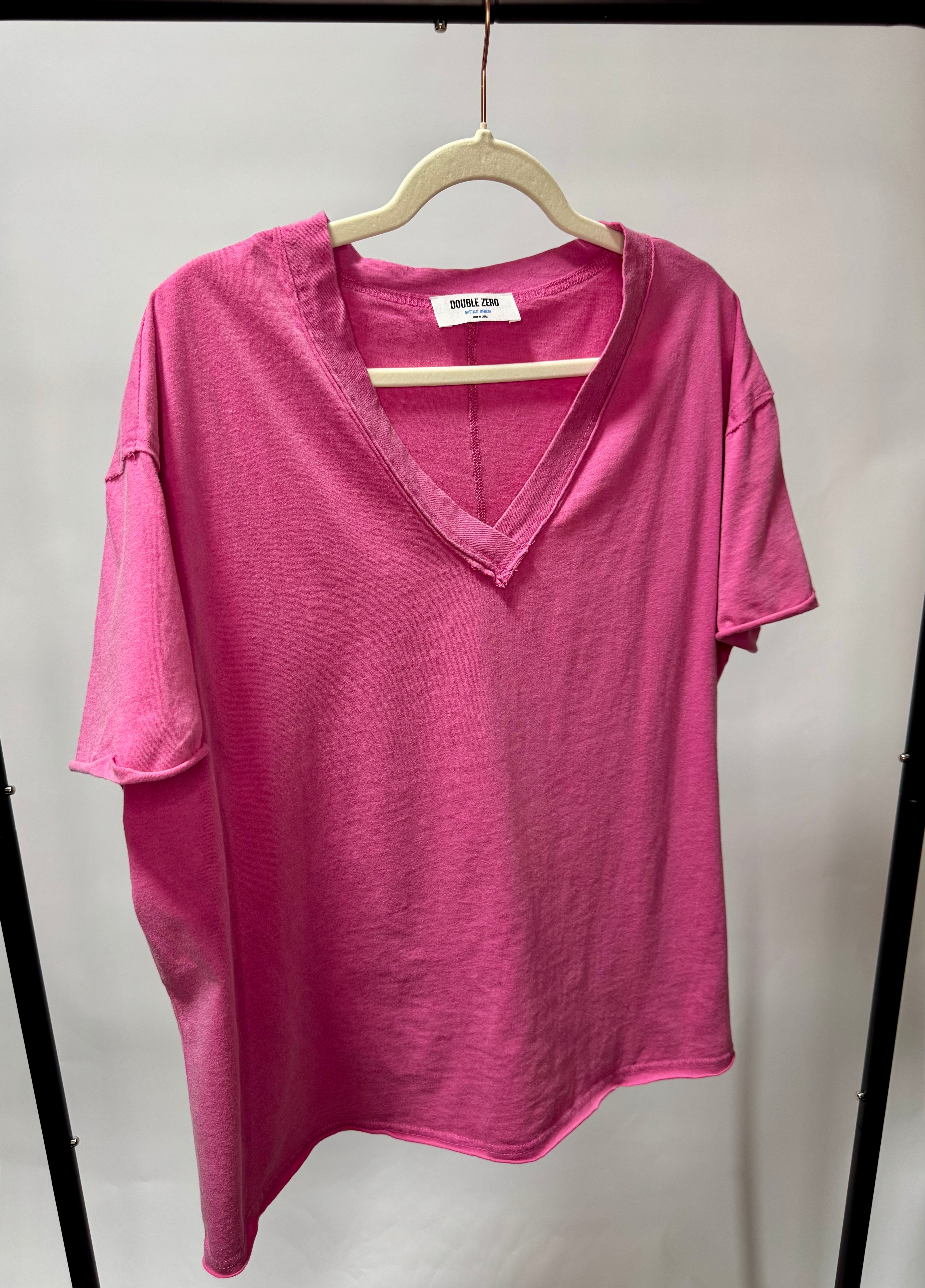 Washed V-Neck Oversized Tee