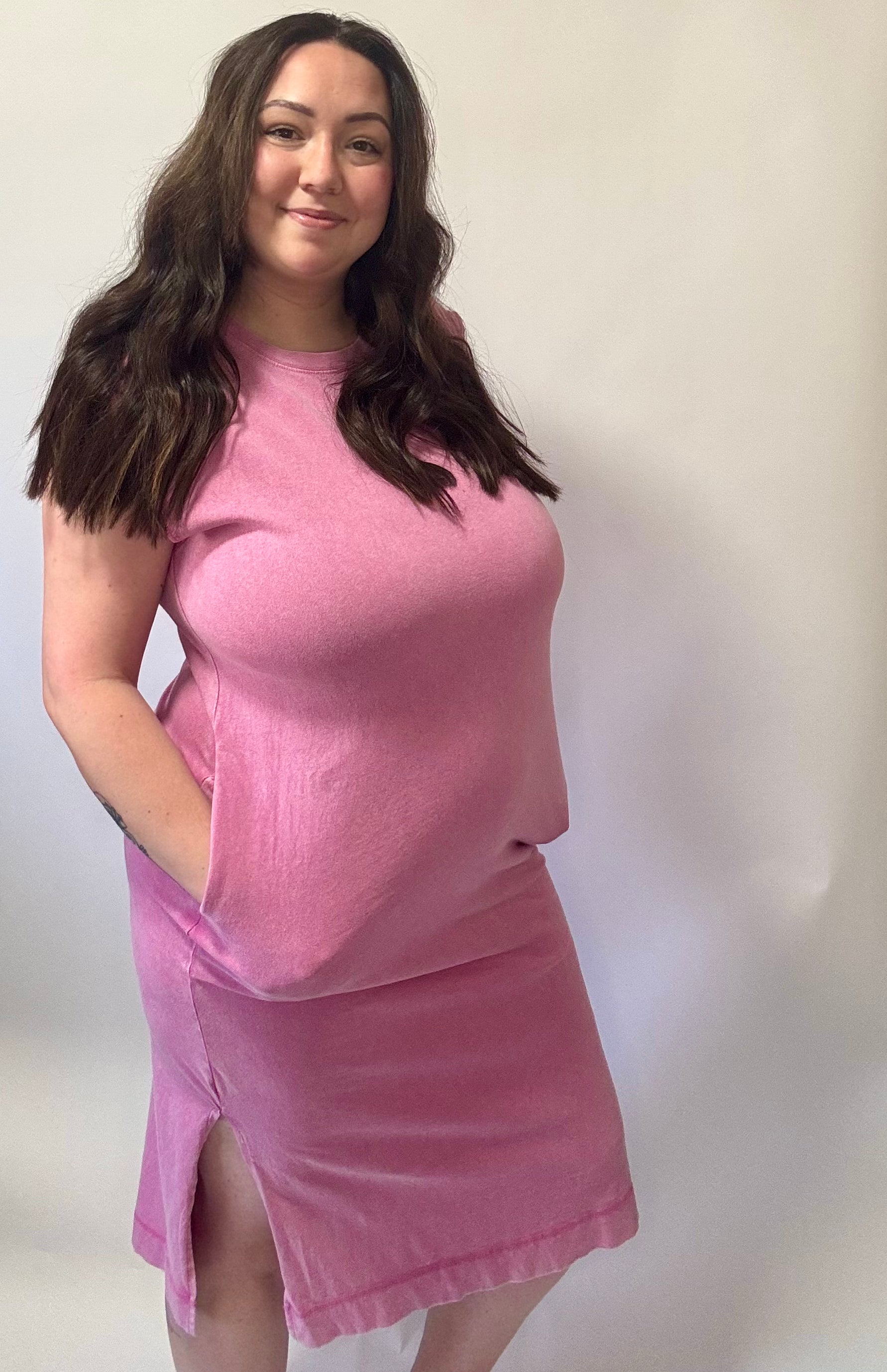 Mineral Wash Cap Sleeve Midi Dress