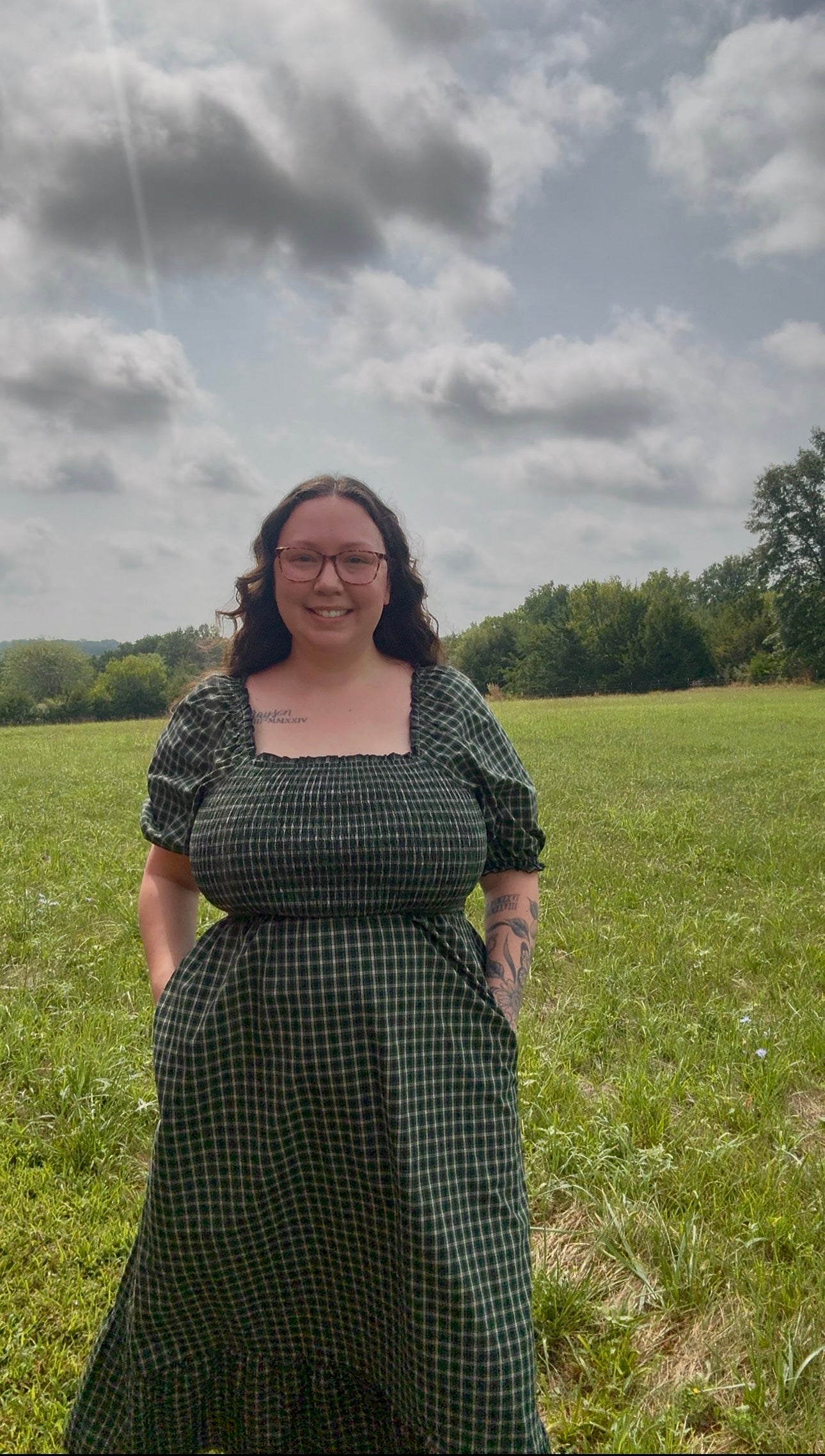 Green Plaid Ruffle Dress