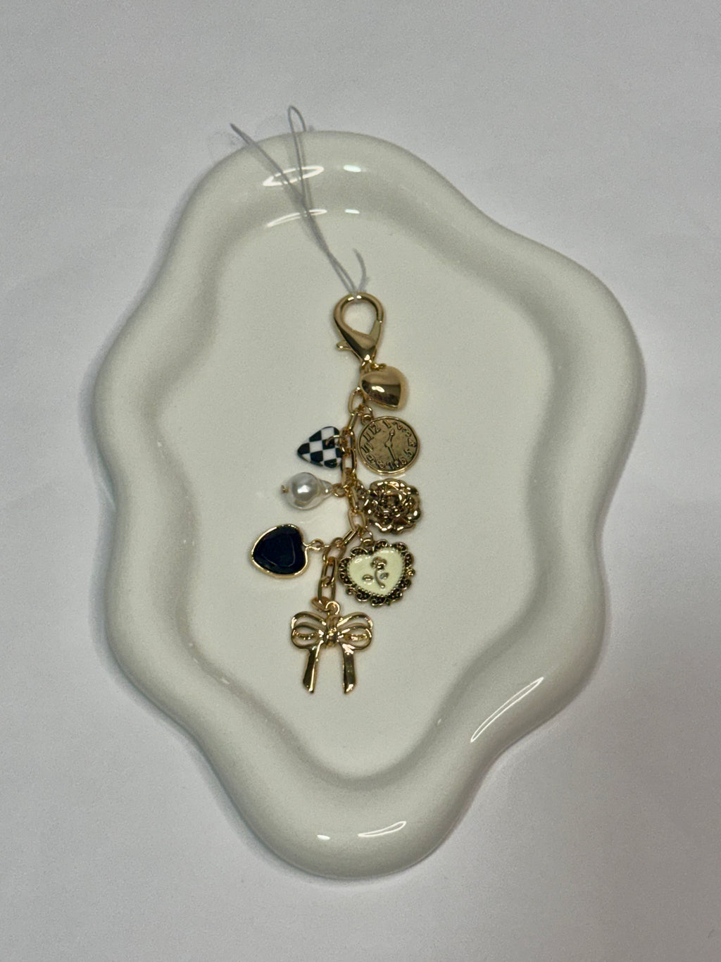 Bow Checker Heart Bag Charm