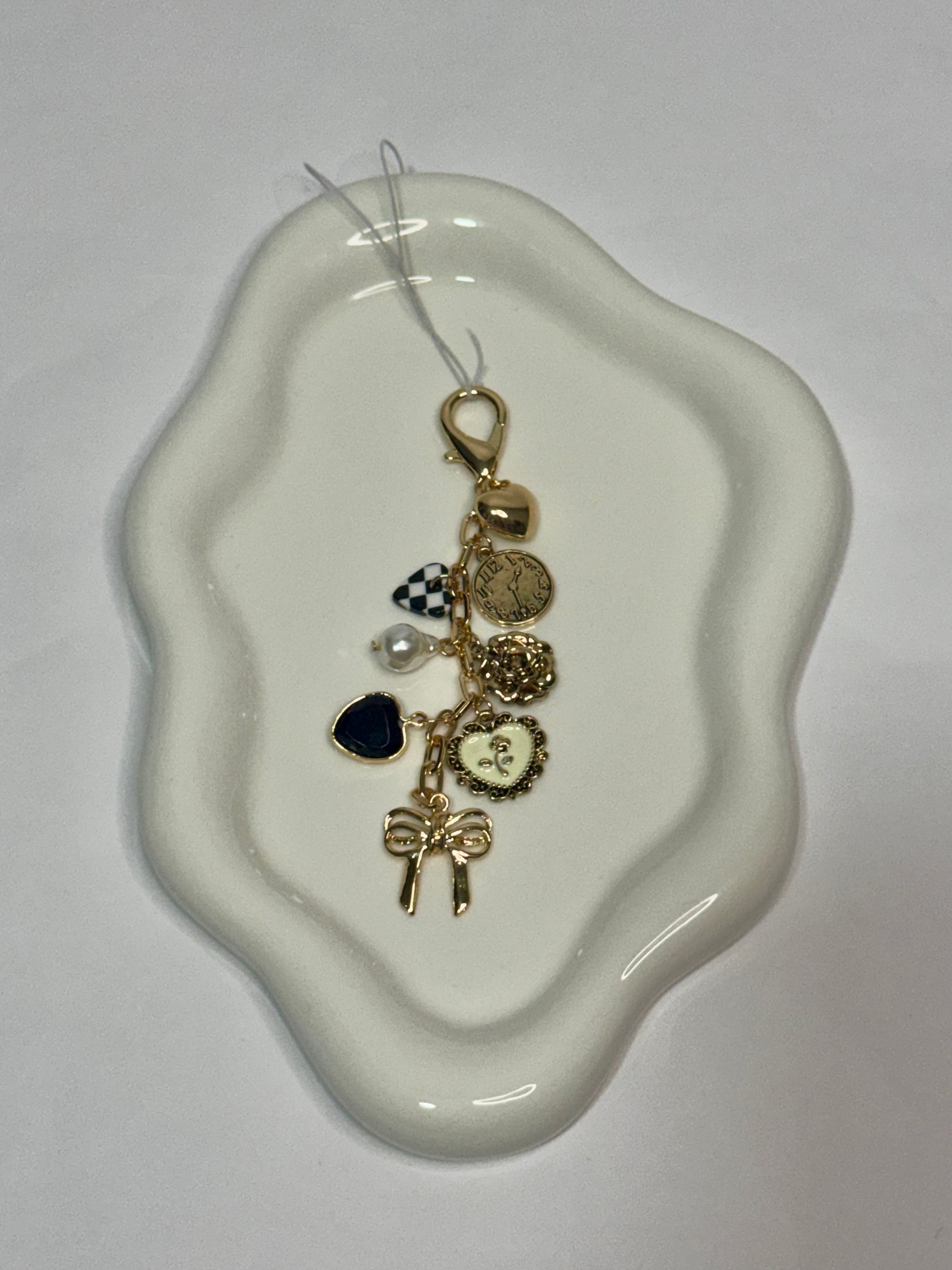 Bow Checker Heart Bag Charm