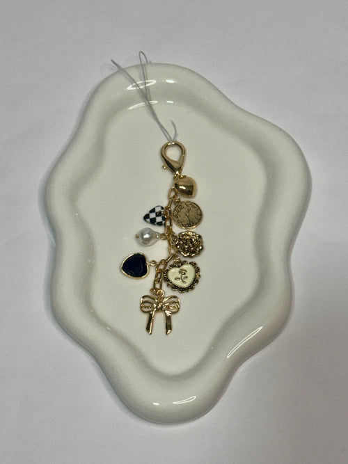 Bow Checker Heart Bag Charm