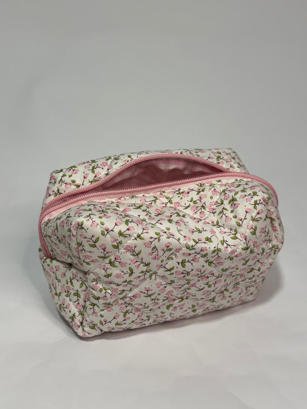 Quilted Floral Cosmetic Travel Pouch