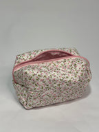 Quilted Floral Cosmetic Travel Pouch