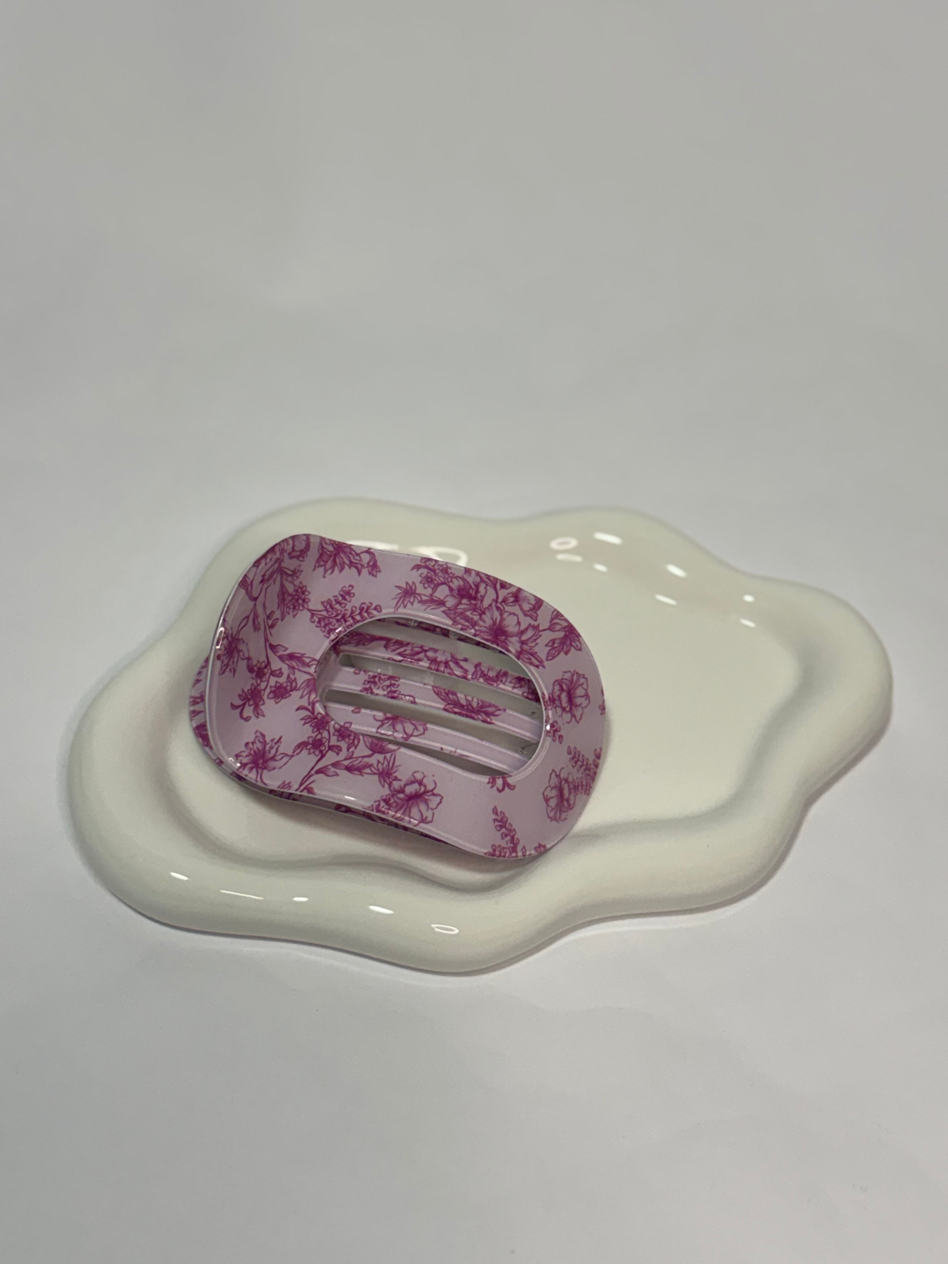 Large Floral Oval Hair Clips