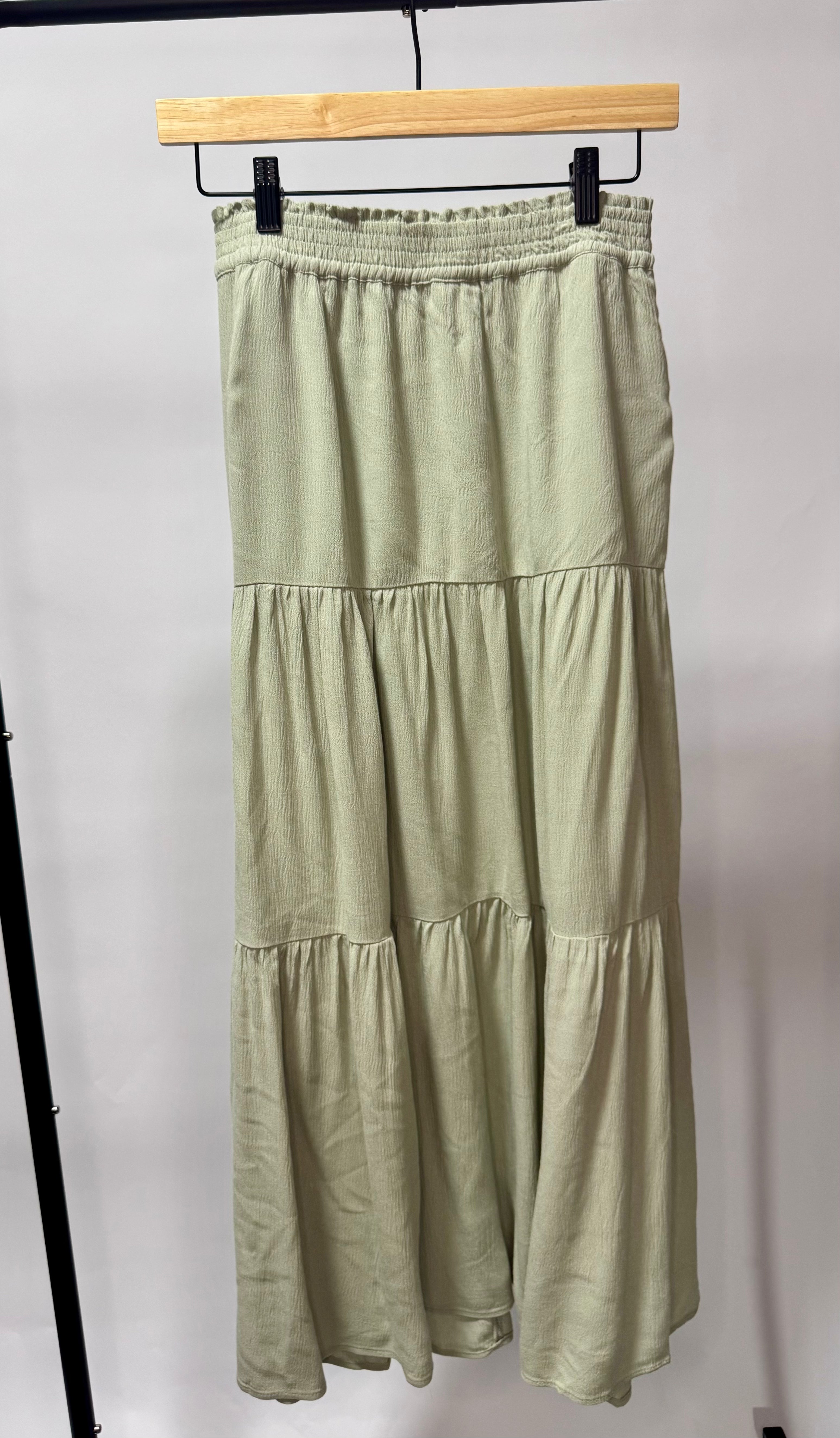 Smocked Waist Tiered Maxi Skirt