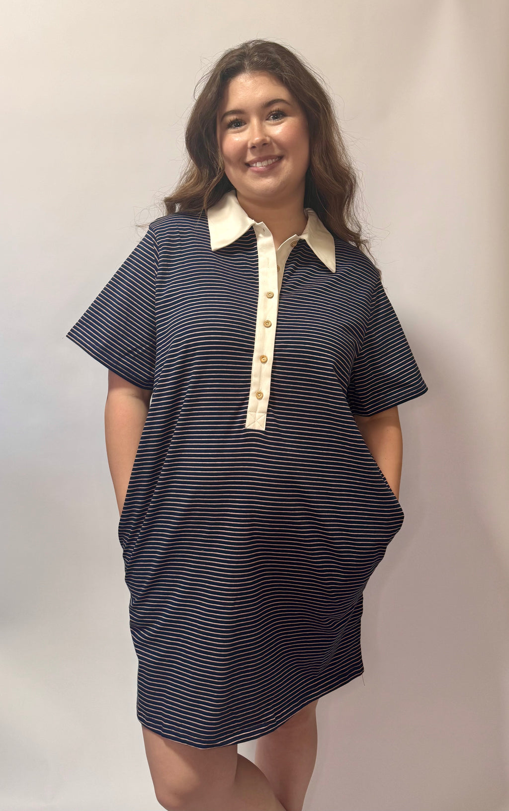 Pin Stripe Button Down Dress