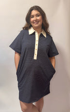 Pin Stripe Button Down Dress