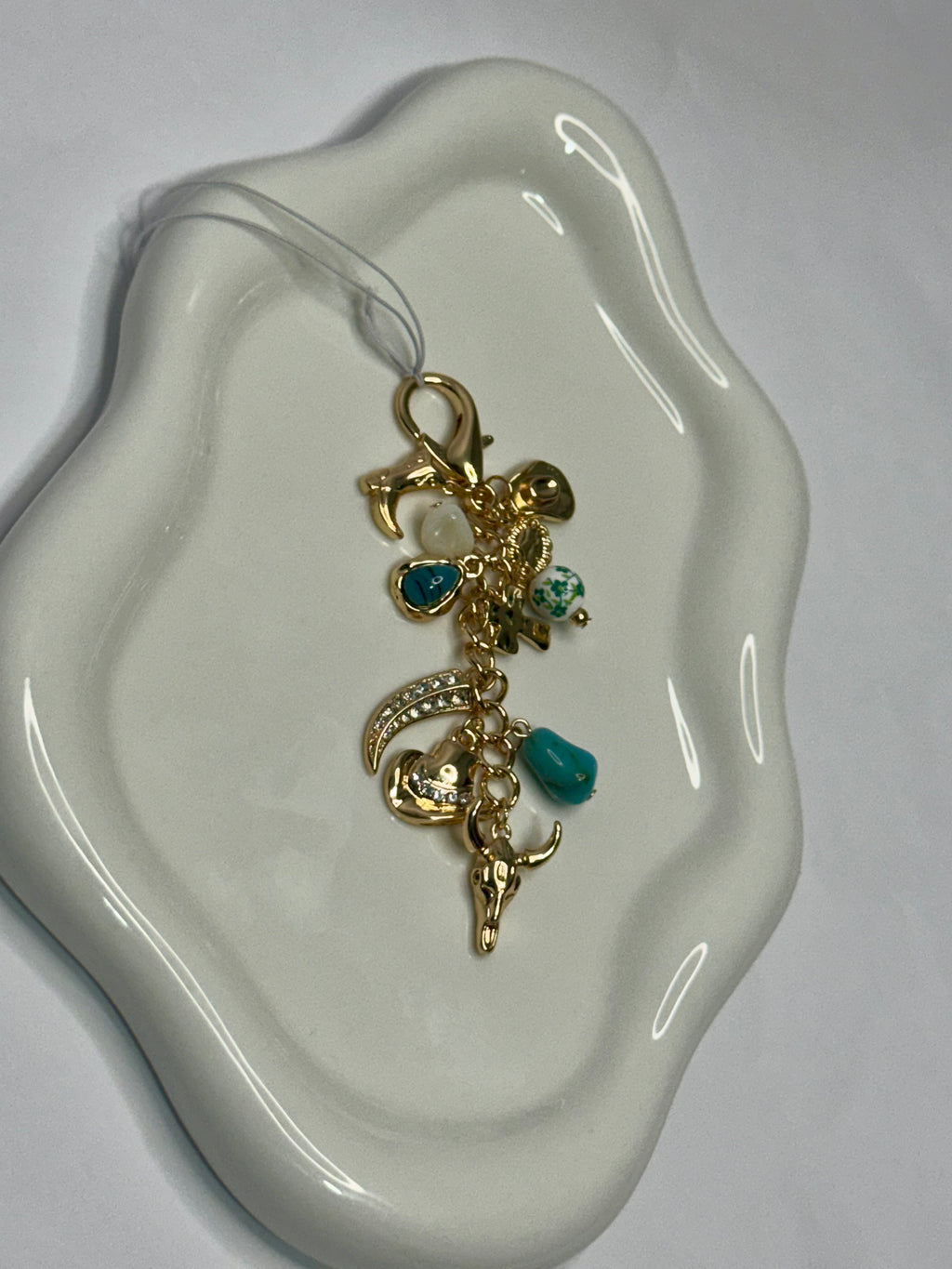 Western Porcelain Cross Boot Bag Charm