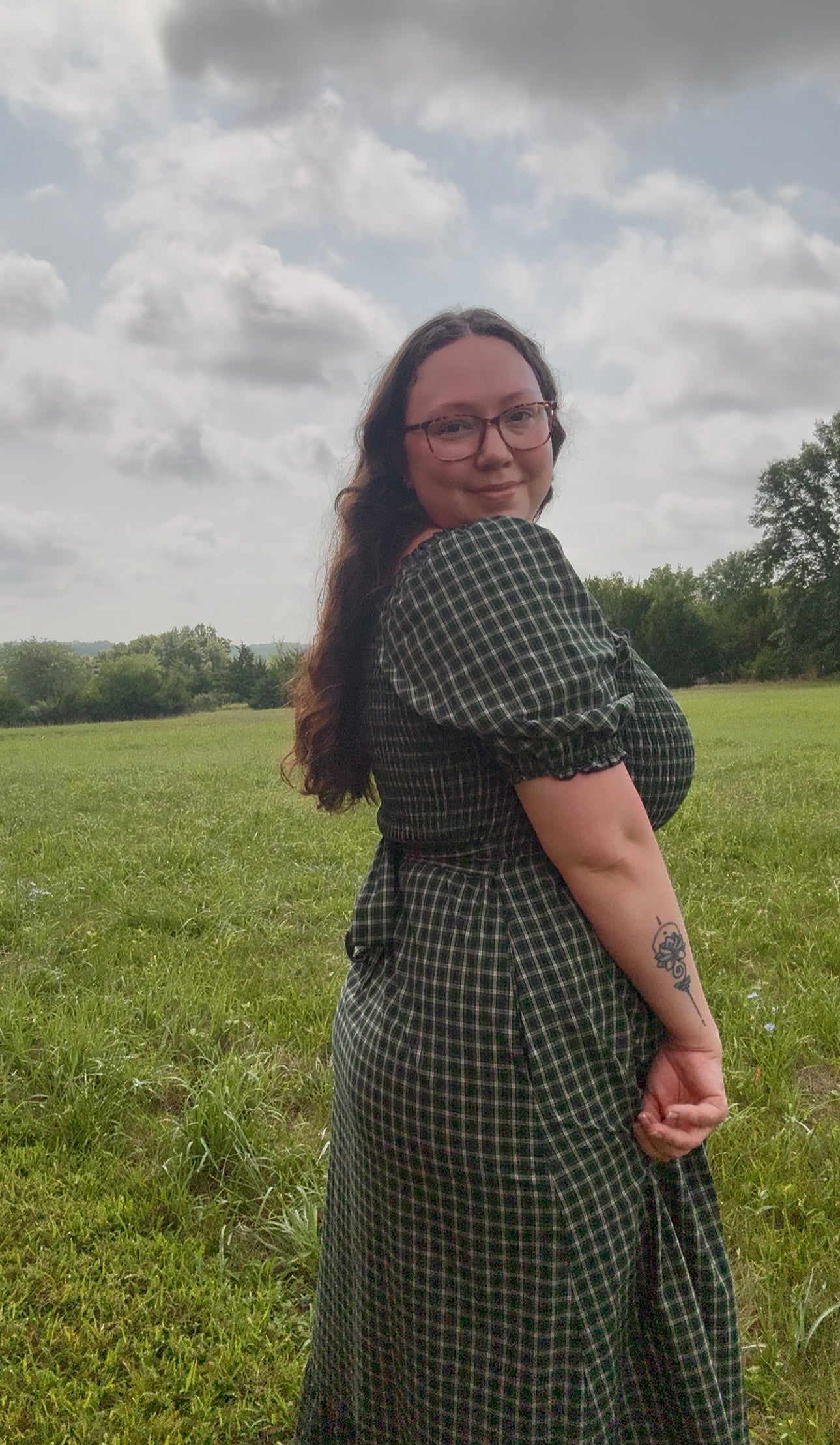 Green Plaid Ruffle Dress