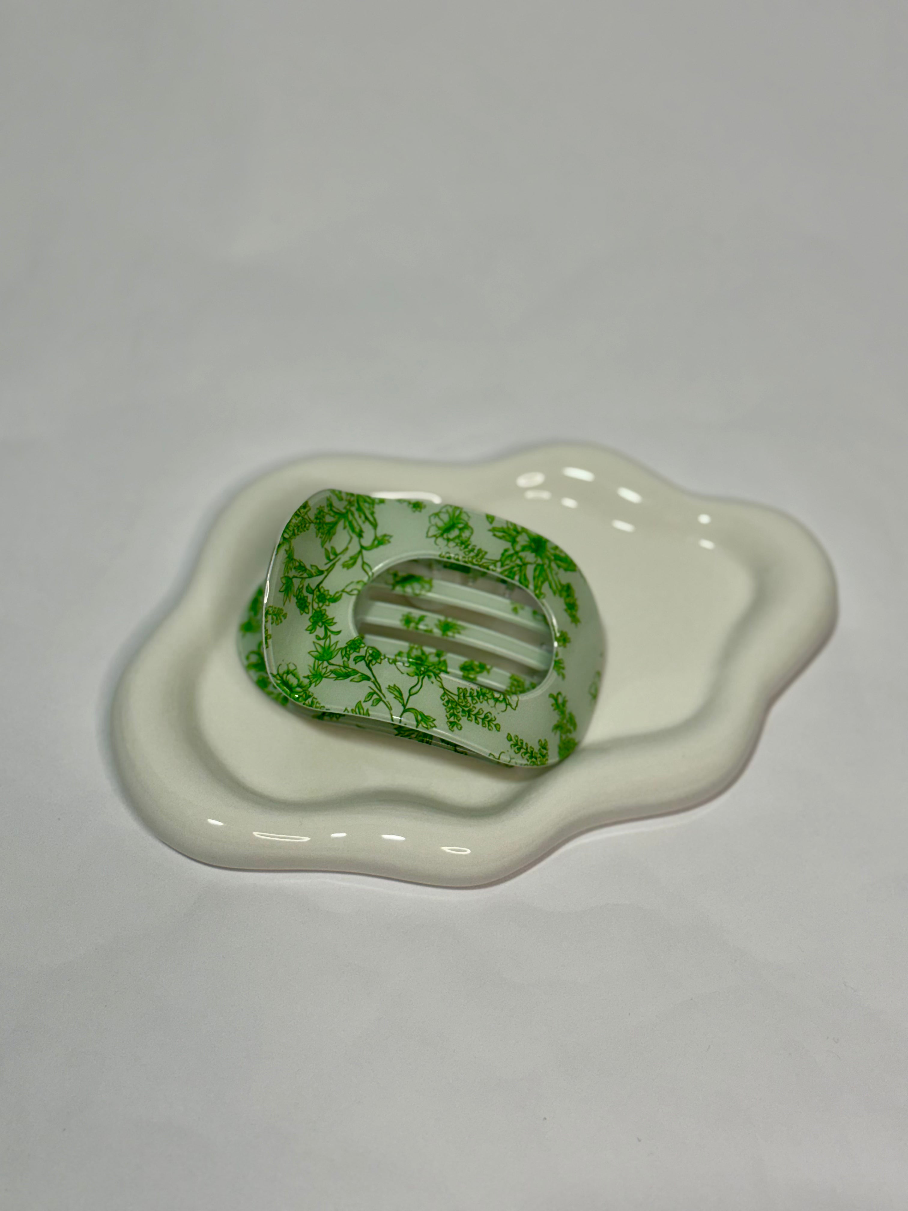 Large Floral Oval Hair Clips