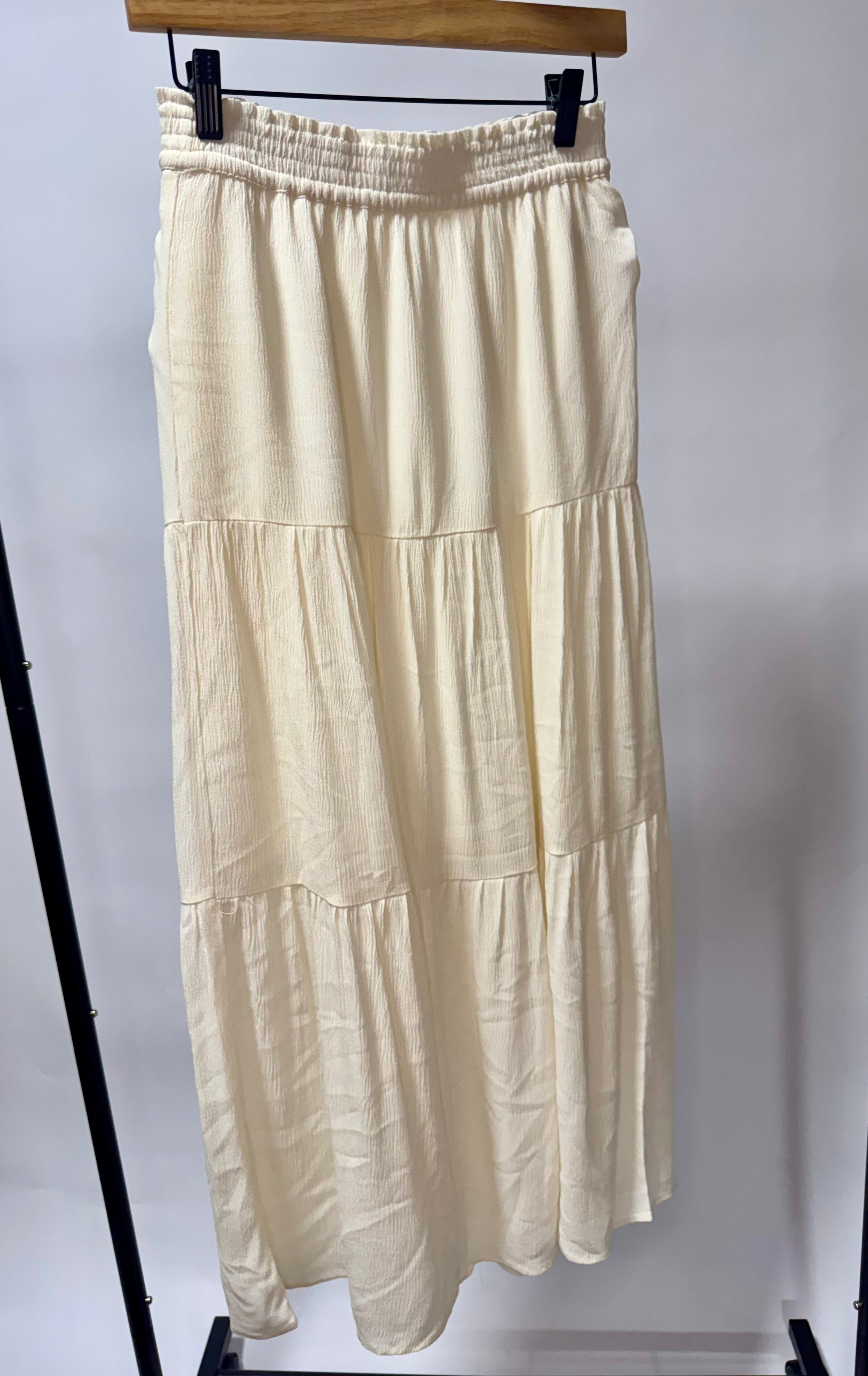 Smocked Waist Tiered Maxi Skirt