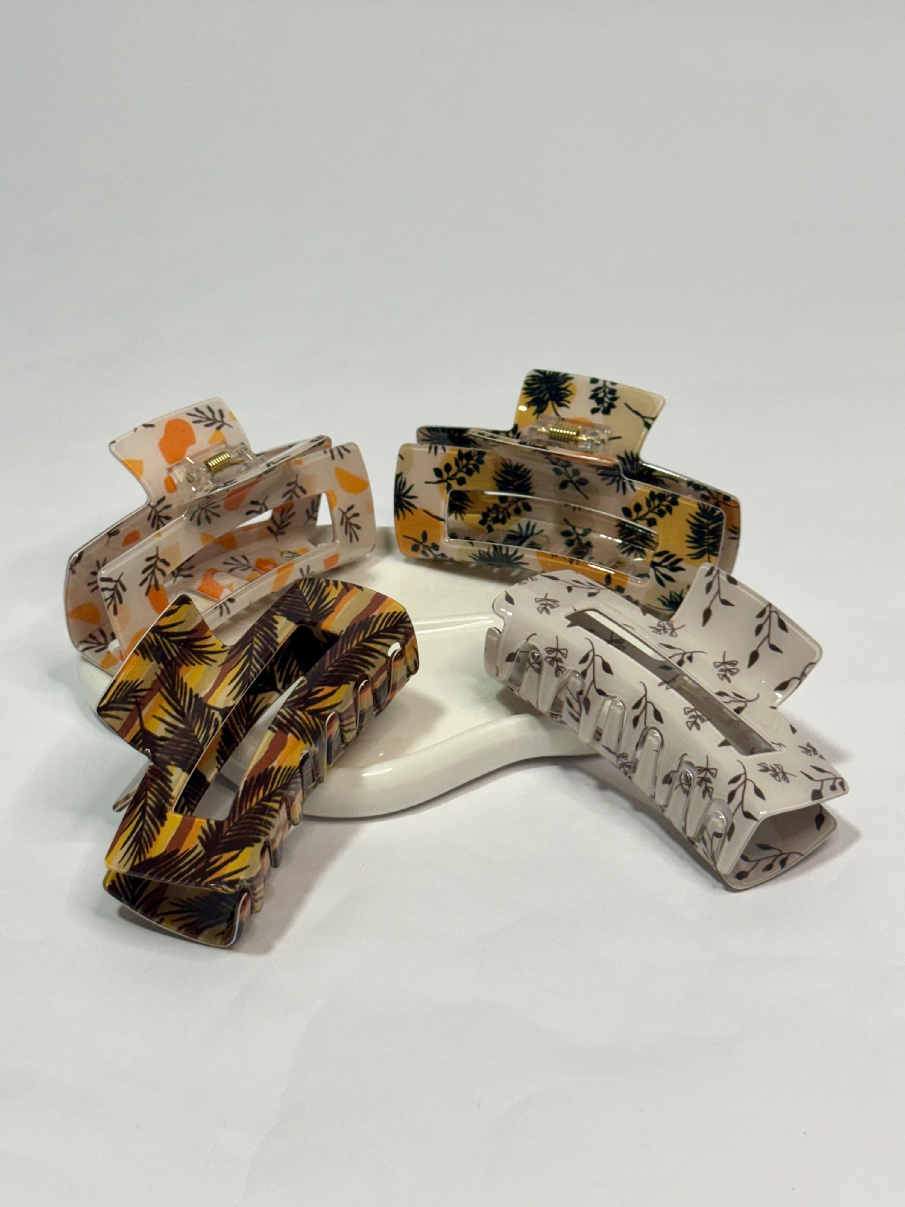 Large Leaf Pattern Hair Clips
