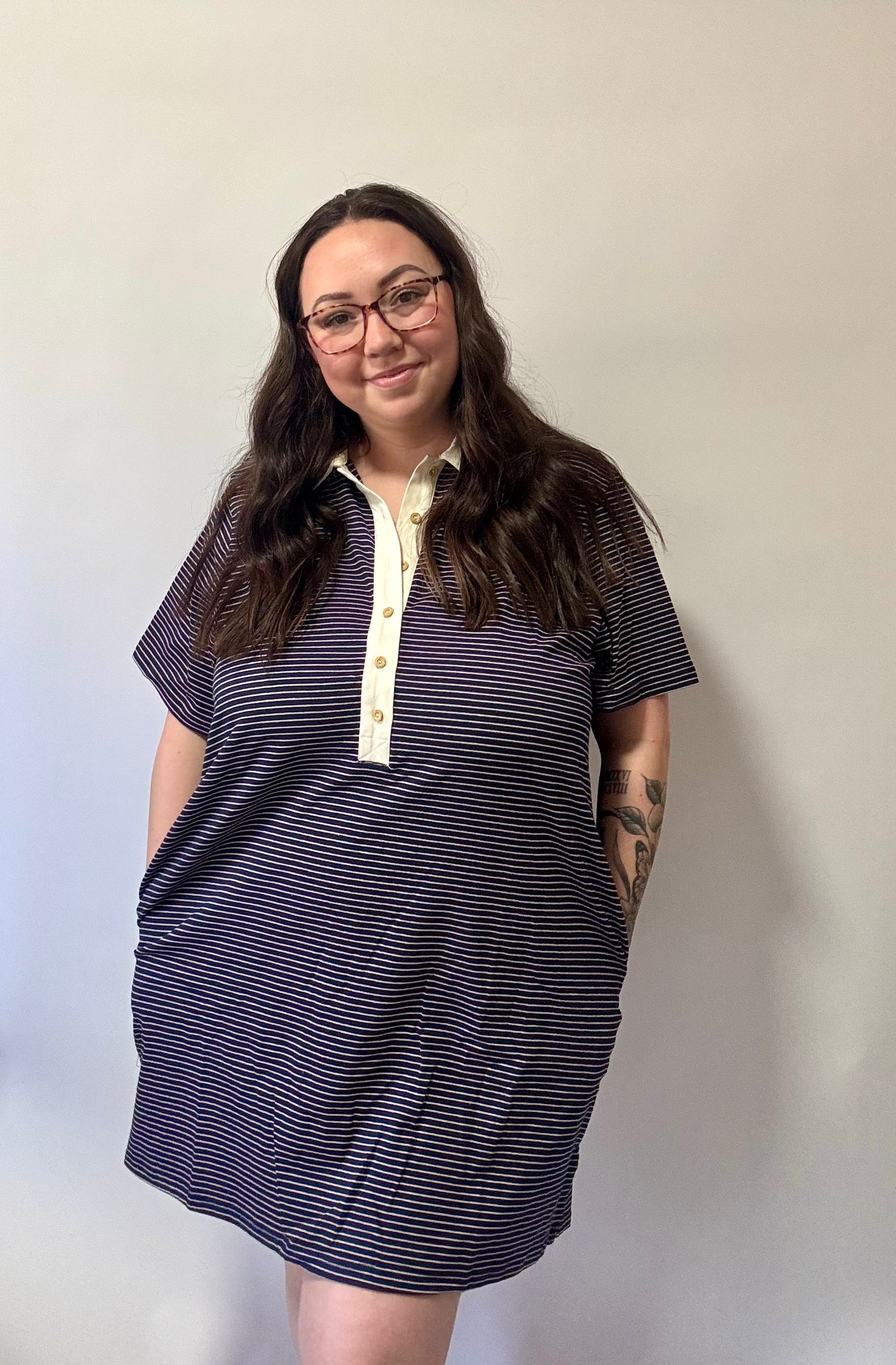 Pin Stripe Button Down Dress