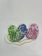 Large Floral Oval Hair Clips