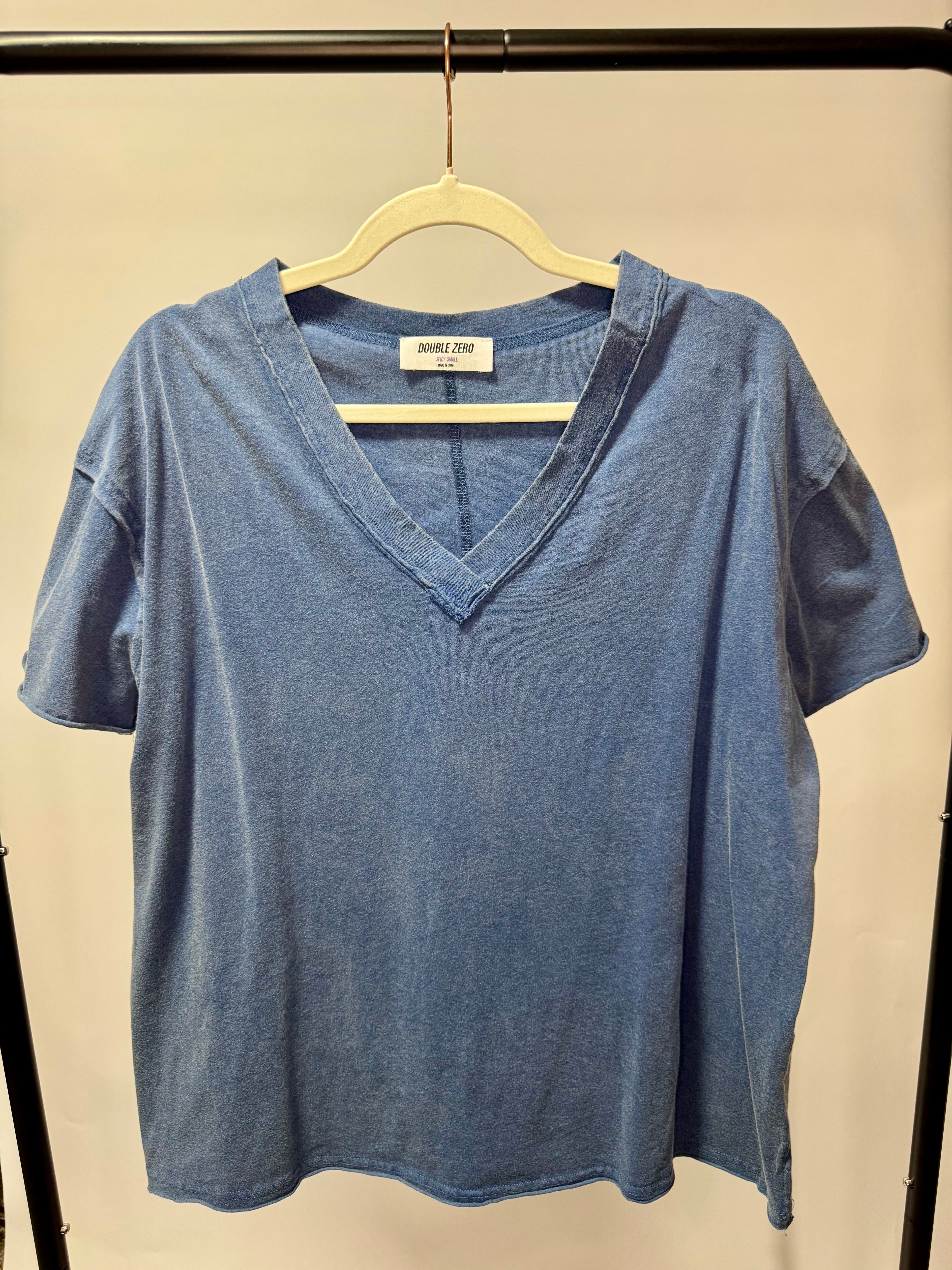 Washed V-Neck Oversized Tee