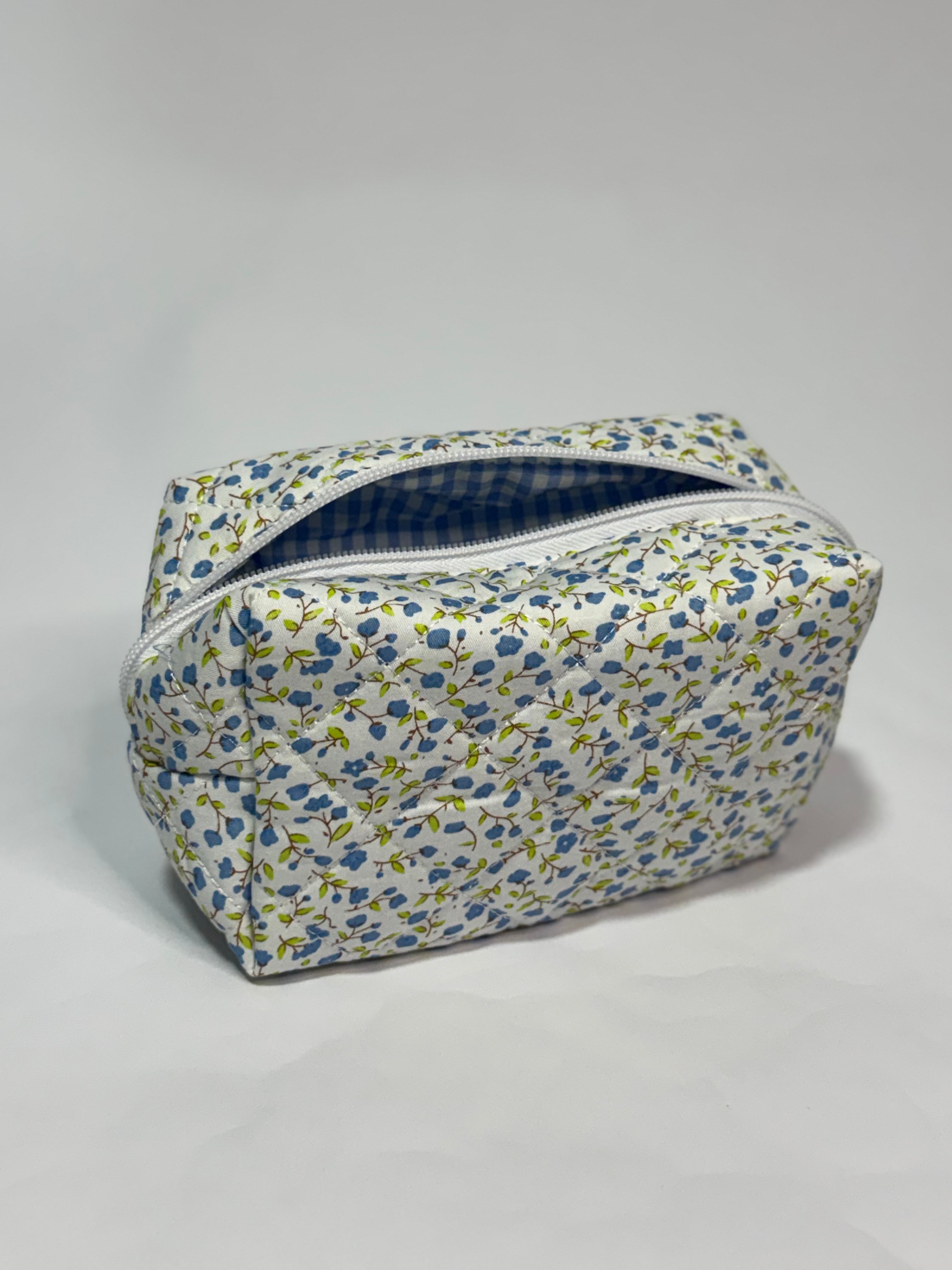 Quilted Floral Cosmetic Travel Pouch