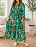 Green Floral Plus Dress