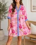 Multicolor Floral Striped Dress