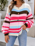 Pink Stripe Colorblock Cardigan
