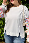 White Plus Floral Sleeve Sweatshirt RTS